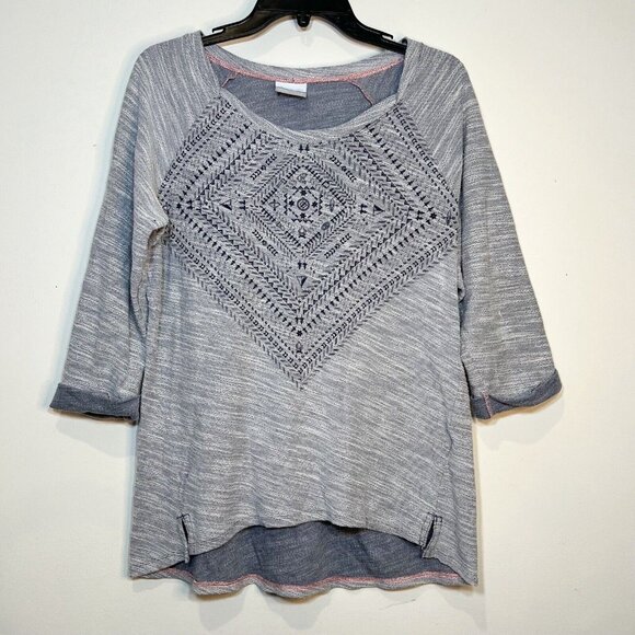 COLUMBIA SPORTSWEAR Shirt L Womens Grey Aztec Print Boho‎ Top Size Large - Picture 8 of 11